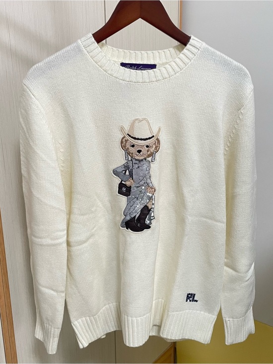 Ralph Lauren Other - Ralph Lauren Cream Bear-Appliqué Crewneck Sweater